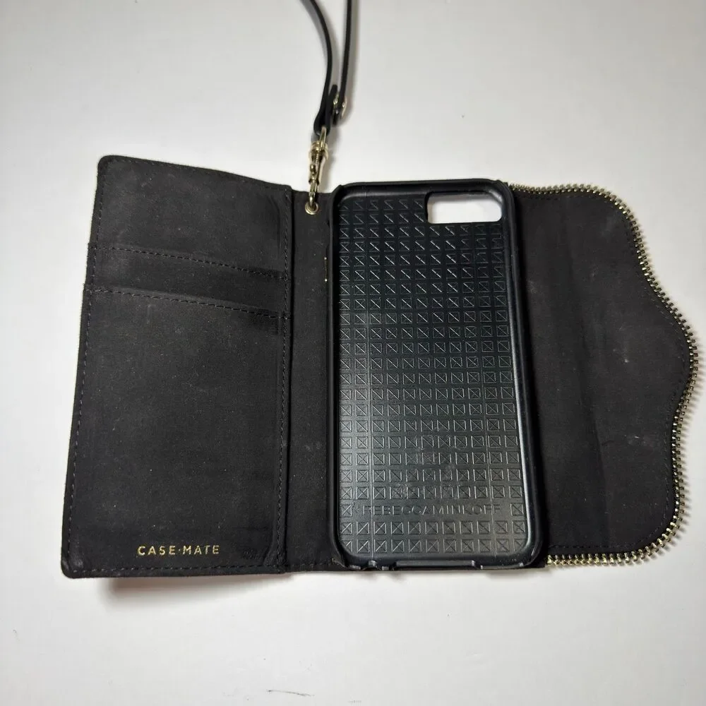 Rebecca Minkoff Case-Mate Leather Floral iPhone 6 Plus Wallet Wristlet Case Blk
